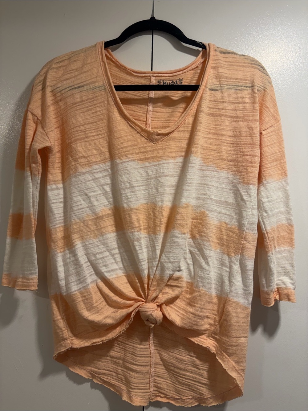 Mudd Peach & White Striped Tie-Knot V-Neck Tunic